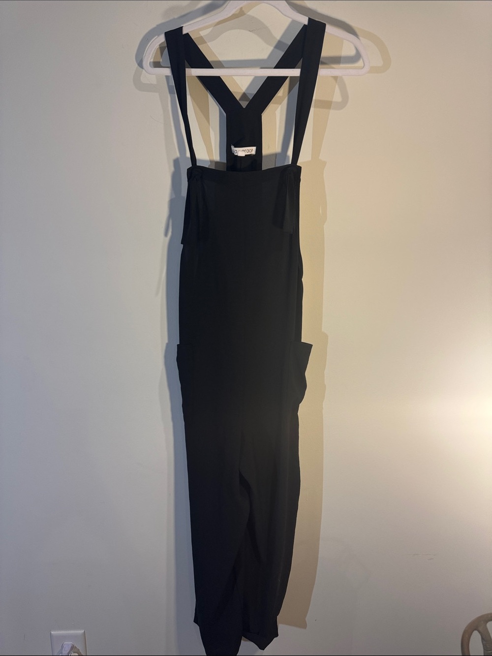 Black Women's Suspender Jumpsuit with Utility Pockets